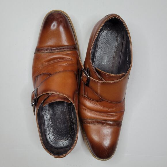 Stacy Adams Men\'s Desmond Cap Toe Monk Strap Brown Leather Dress Shoes Size 11.5 Stacy Adams Men\'s Desmond Cap Toe Monk Strap Brown Leather Dress Shoes Size 11.5
